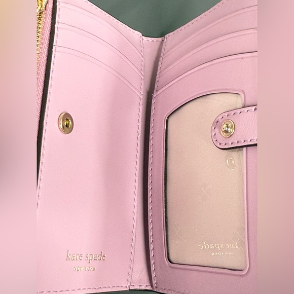Kate Spade Burgess Court Small Slim Bifold Wallet Glitter Lilac Pink Purple - Picture 5 of 15